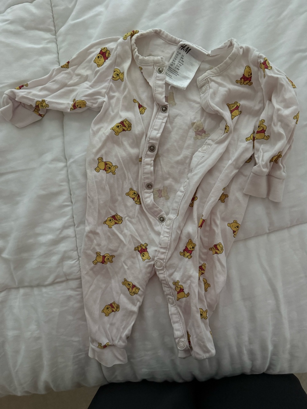 H&M Light Pink Winnie the Pooh Snap-Front Footie